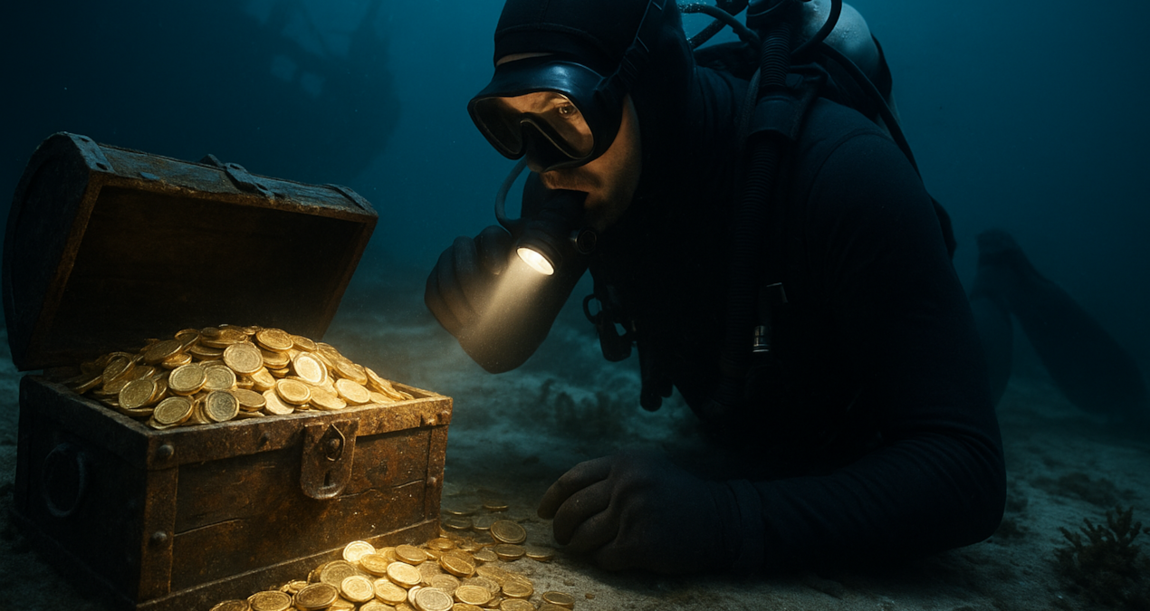 ogrendigi yontemle suyun altinda 1 milyon dolarlik madeni para buldu QxSecPbp.jpg